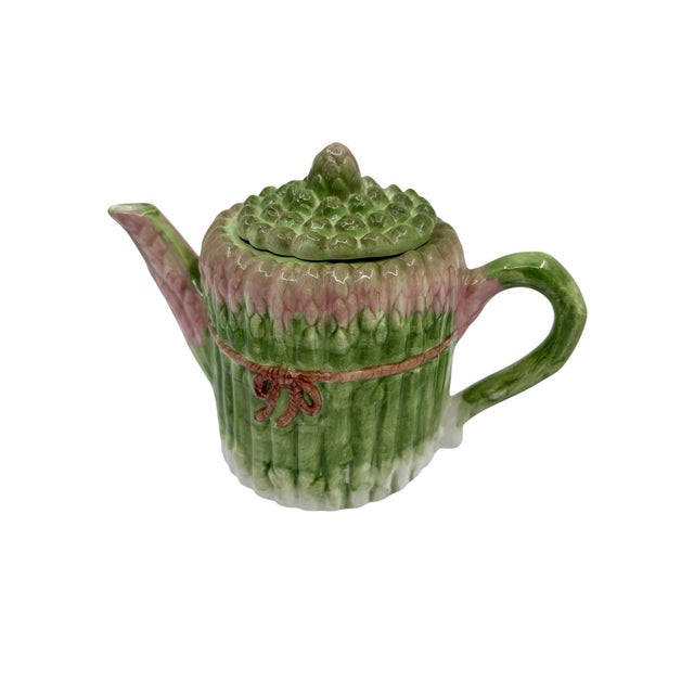 Hollywood Regency Late 20th Century Ceramic Asparagus Tea Pot For Sale - Image 3 of 8