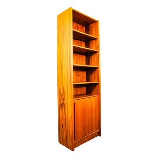 Mid Century Danish Modern Bookshelf Cabinet Teak Shelves Cabinet Doors Wood MCM For Sale