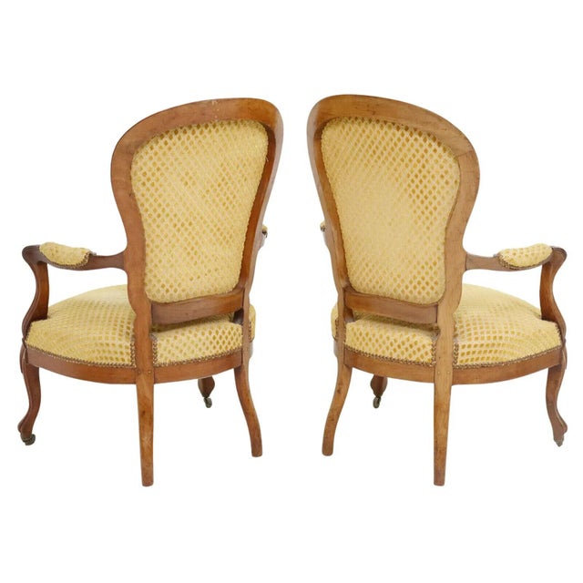 19th Century Antique French Louis Phillipe Period Walnut Fauteuils, Arm Chairs - Set of 4!! For Sale - Image 5 of 7
