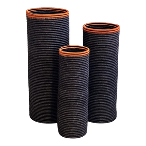 Floor Vases Black Weave and Copper Detail