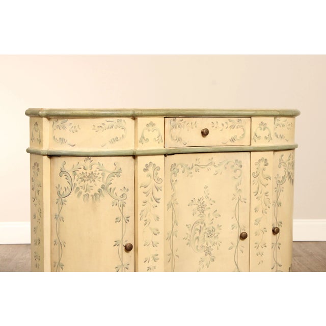 Ivory 1990s Italian Venetian Style Paint Decorated Serpentine Front Console For Sale - Image 8 of 12