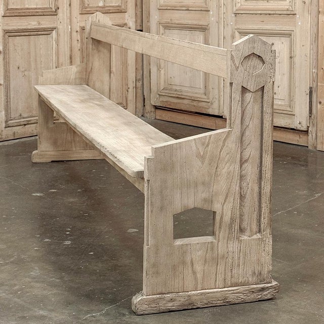 19th Century Gothic Revival Stripped Oak Church Bench For Sale - Image 14 of 18