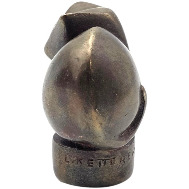 Mid-Century Modern ShapeL. Ketterer Signed Modernist Bronze Cat Sculpture, Animalier Form For Sale - Image 3 of 10