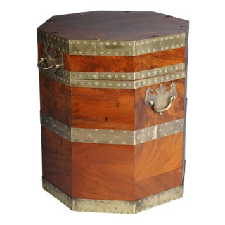 Antique English Mahogany Chest or Ottoman with Brass Fittings For Sale