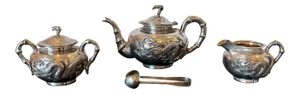 Chinese Export Silver Tea Set with Original Box Zee Wo - Set of 4
