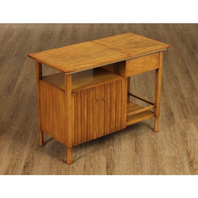 High Quality American Made Vintage Server or Dry Bar with Sliding Top Over Single Drawer, Sculpted Cabinet Doors and...