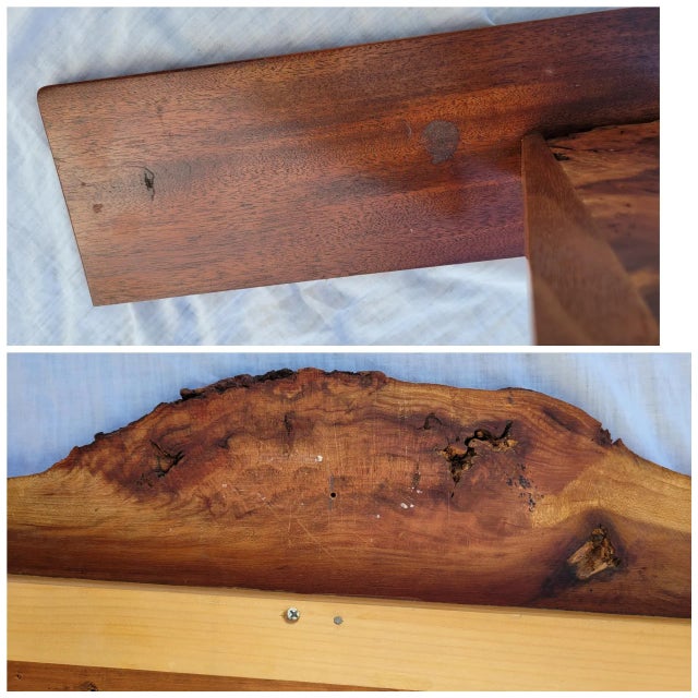 Vintage Live Edge Burlwood Triangular Mirror For Sale - Image 12 of 13