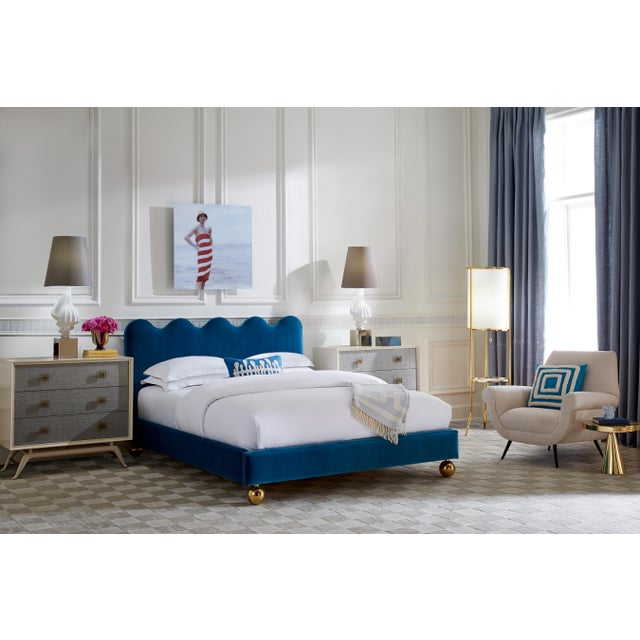 Blue Jonathan Adler Ripple Queen Bed, Venice Peacock For Sale - Image 8 of 11