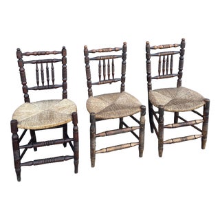 Farm Straw Chairs, 1890s, Set of 3 For Sale