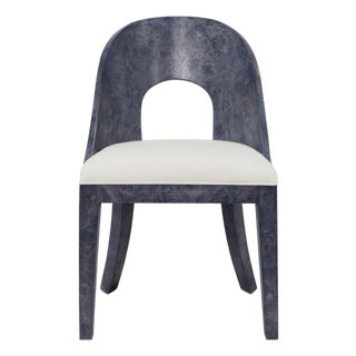 Rafferty Blue Stained Burl Wood Dining Chair For Sale