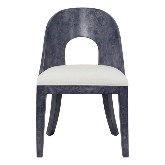 Rafferty Blue Stained Burl Wood Dining Chair For Sale