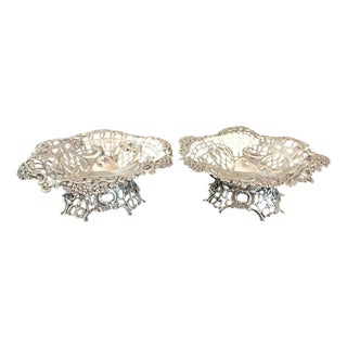 Antique Victorian Sterling Silver Bon Bon Dishes from William Comyns, 1891, Set of 2 For Sale