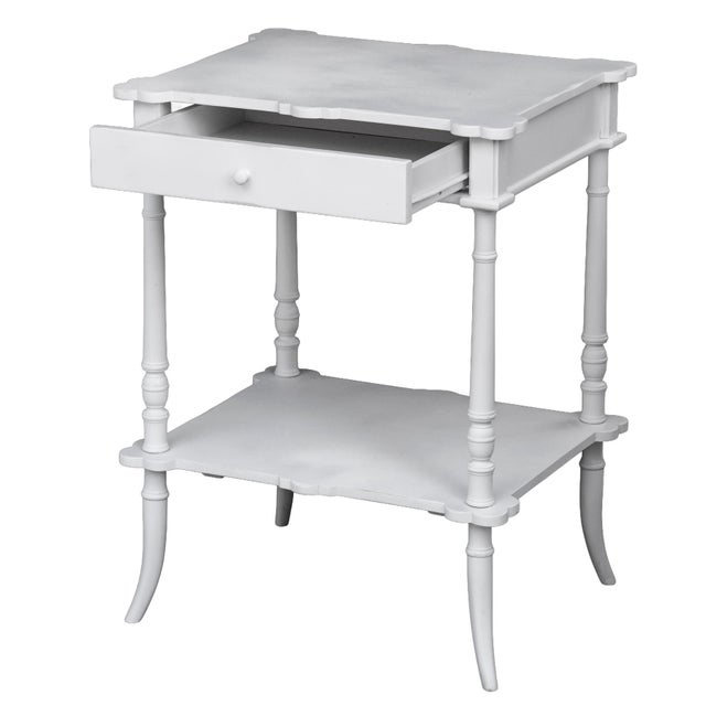 Shabby Chic Vintage White Bedside Accent Table For Sale - Image 3 of 9