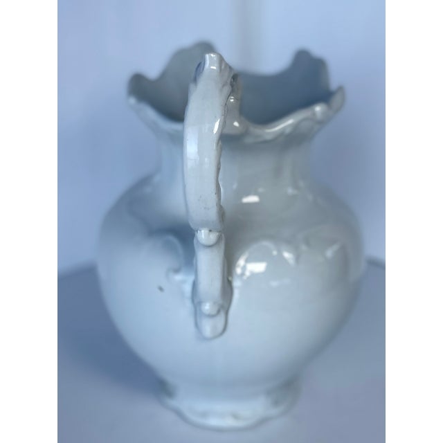 1892 Antique Ironstone Large 12" Pitcher or Vase by Mellor & Co. Etruria Pottery For Sale - Image 4 of 7
