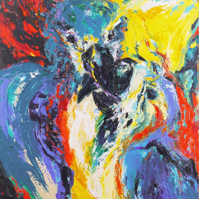 1990s 'Perroquets' by Rosemary Hornak, 1992 Expressionist Oil, Parrots, Detroit Woman Artist For Sale - Image 5 of 7