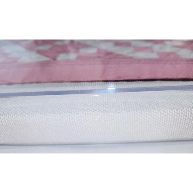 Mid 20th Century 20Thc Mini Pieced Pink & White Postage Stamp Doll Quilt For Sale - Image 5 of 7