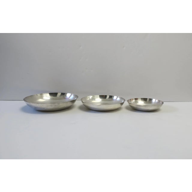 Late 20th Century Sterling Silver Plate Serving Bowls, Set of 3 For Sale - Image 5 of 13