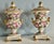 Vintage !960's Unique Pair of Lidded Table Lamps. Made of Porcelain with Painted Roses and Gold Accents and Claw Feet....