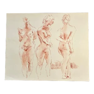 Contemporary Original Figure Female Nude Pastel Life Study Drawing