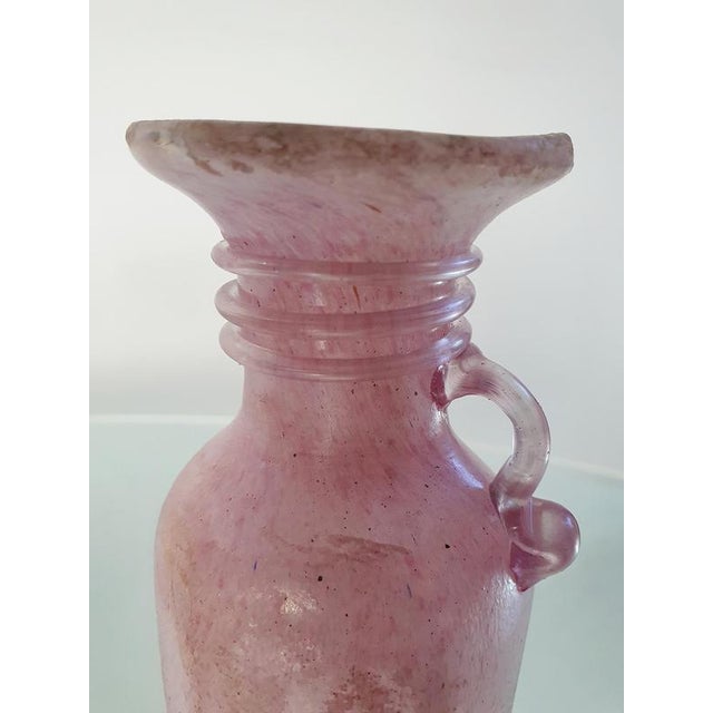 Pink Iridescent Scavo Murano Glass Vase by Archimede Seguso, 1950s For Sale - Image 4 of 9