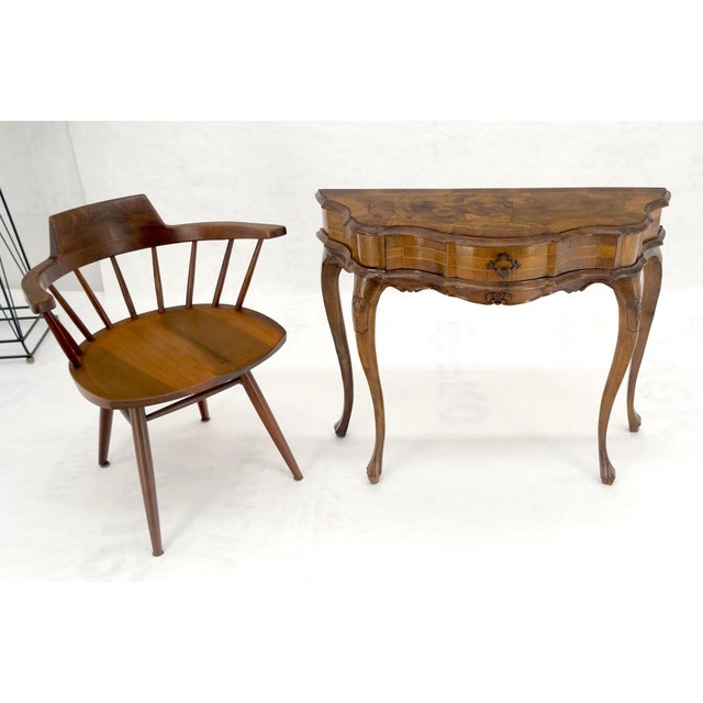 Italian One Drawer Thick Burl Olive Wood Veneers Patches Console Table MINT For Sale - Image 14 of 18