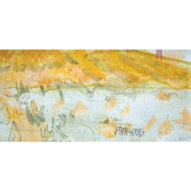 Wonderful California landscape of field with structures and telephone poles by Patricia Gren-Hayes (American, b. 1932),...