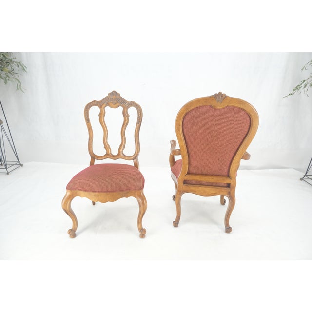 Wood Country French Parquetry Top Table 6 Dining Chairs 2X22" Extension Board Leafs For Sale - Image 7 of 17