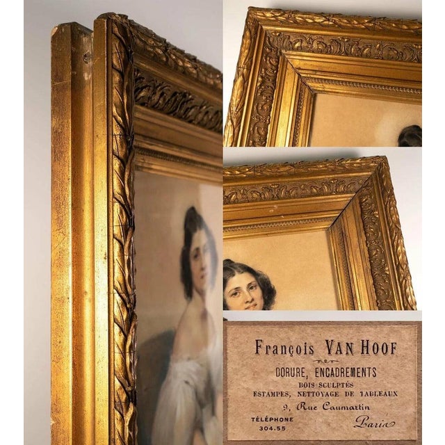 Antique French c.1834 Portrait in Pastel, Frame: Pierre François Eugene Giraud For Sale In San Diego - Image 6 of 8