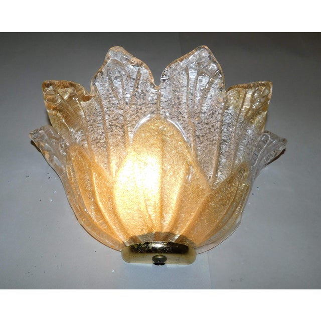 Glass 20th Century Murano Clear and Amber Graniglia Sconce For Sale - Image 7 of 7