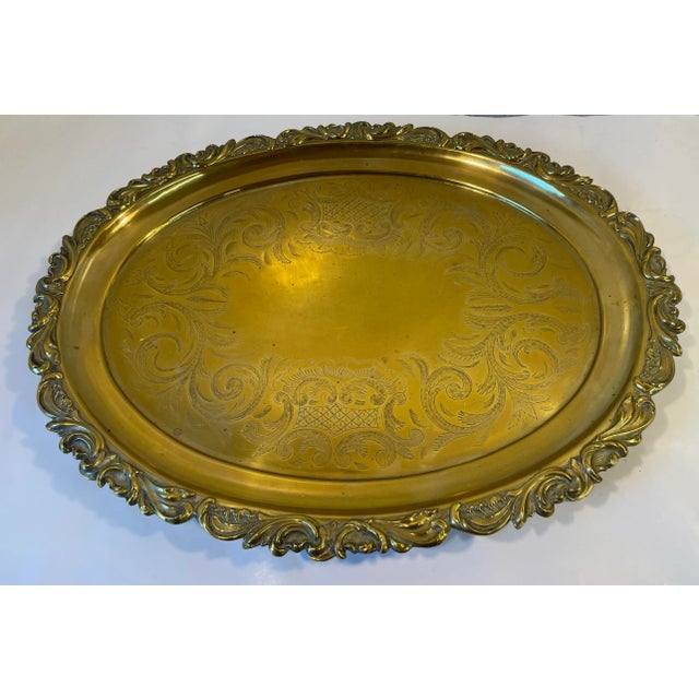 Vintage Brass Serving Tray For Sale - Image 4 of 9