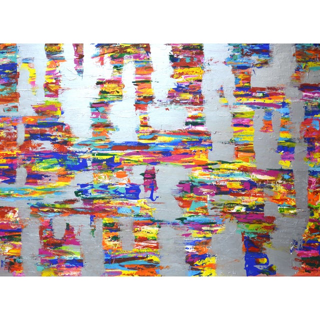 Expression With Silver 13.Original Contemporary Painting For Sale