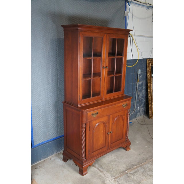 Willett Wildwood Cherry Stepback Cupboard Bookcase China Hutch Cabinet 70" For Sale - Image 12 of 14