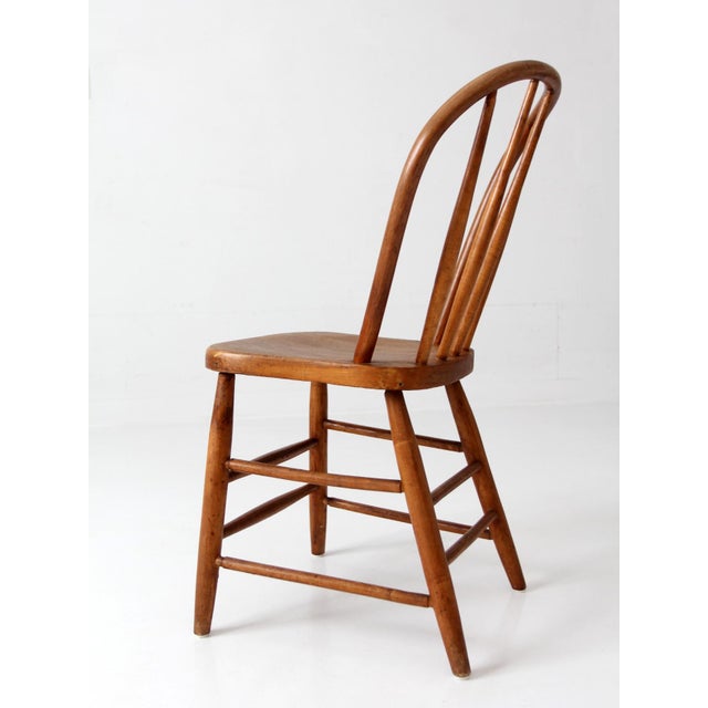 Wood Vintage Windsor Spindle Back Chair For Sale - Image 7 of 11
