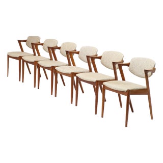Danish Model 42 Dining Chairs in Teak by Kai Kristiansen, 1960s, Set of 6 For Sale