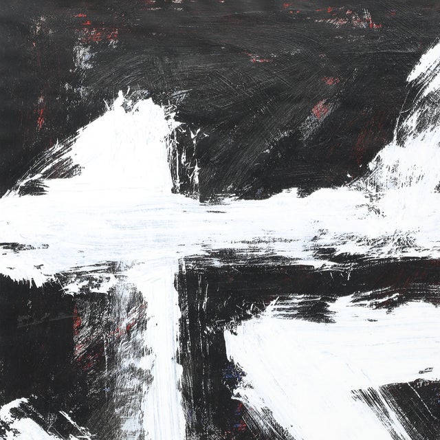 Mid-Century "Dakota Series" B&w Abstract Acrylic on Paper by Harry Bertschmann For Sale - Image 4 of 10