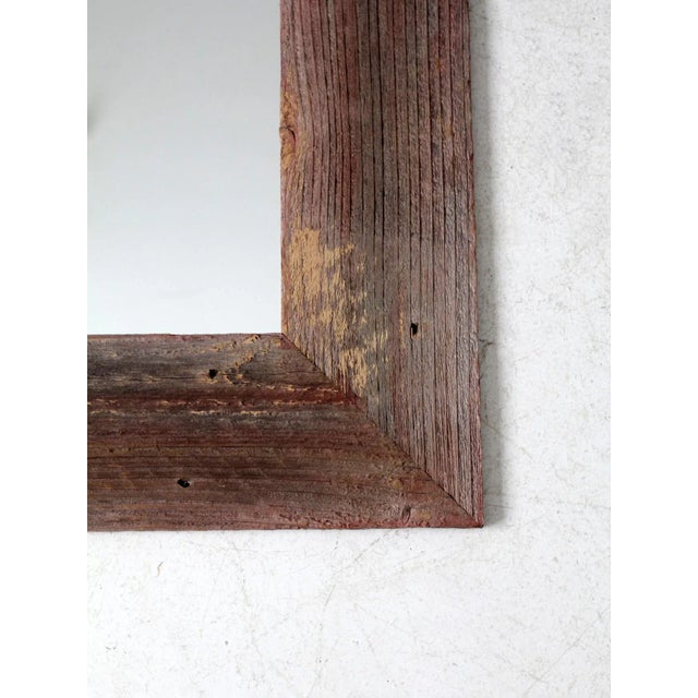 Red Vintage Barn Wood Wall Mirror For Sale - Image 8 of 8