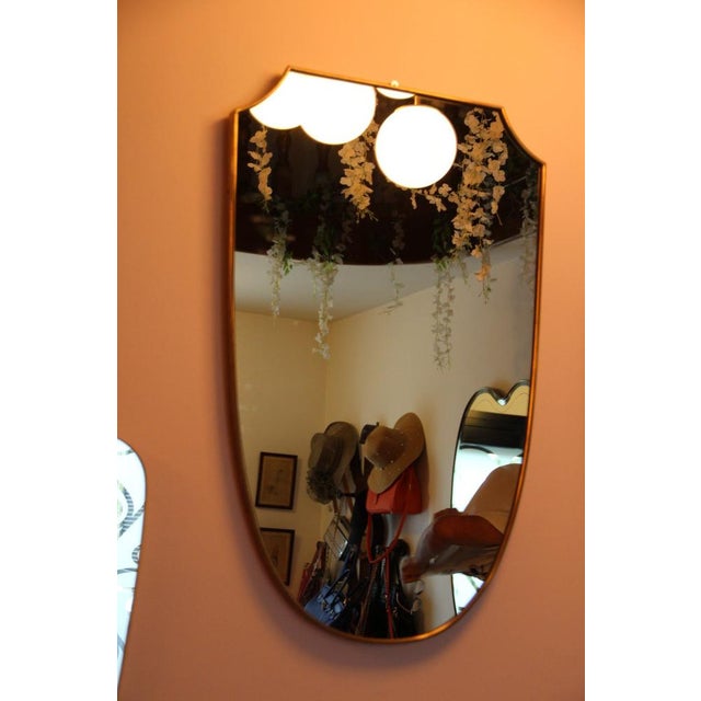Gold Brass Wall Mirror in the style of Gio Ponti, 1950s For Sale - Image 8 of 18