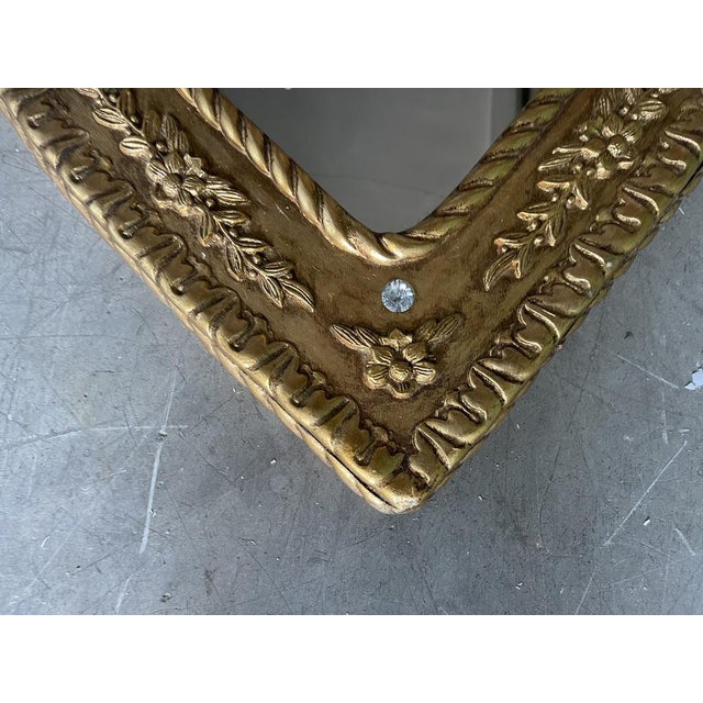Italian Gold Gilded Carved Wooden Mirror, 1980s For Sale - Image 4 of 10