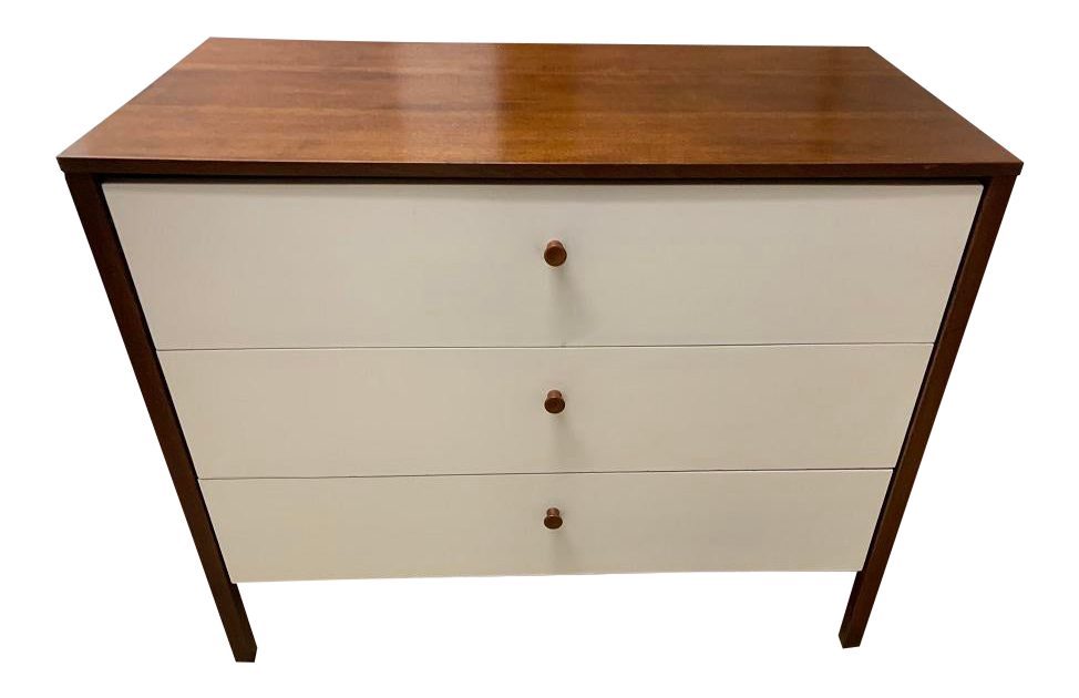 cream dresser and nightstand
