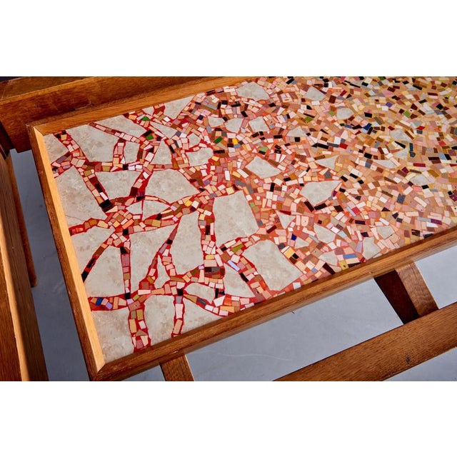 1940s Italian Dining Table with glass top and handcrafted Terrazzo inlay by Felix-Muhrhofer.