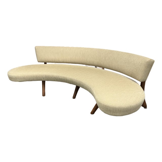 Vladimir Kagan Style Mid-Century Modern Floating Curved Sofa For Sale