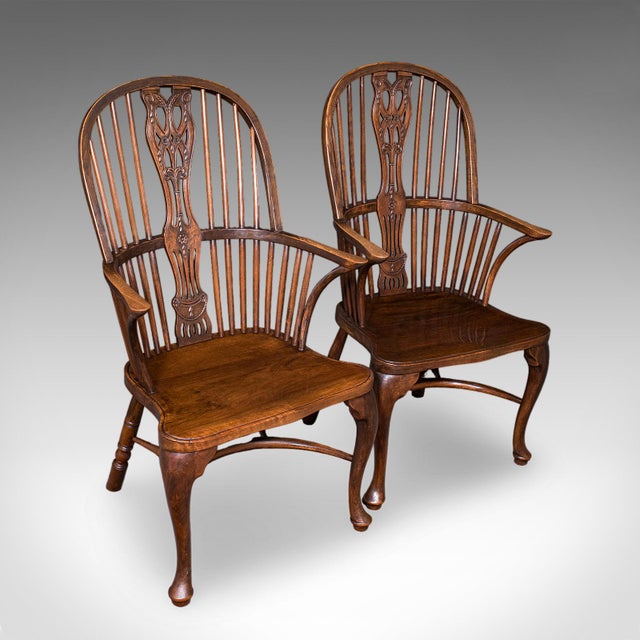 Victorian Set of 6 Vintage Windsor Chairs, English, Victorian Revival, Country House Seat For Sale - Image 3 of 12