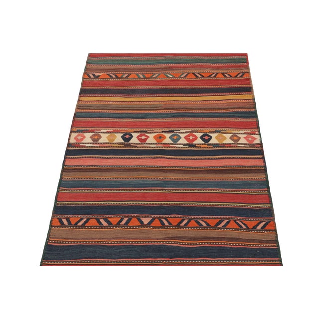 1950s 1950s Vintage Shahsavan Persian Kilim in Stripes & Geometric Patterns From Rug & Kilim For Sale - Image 5 of 7