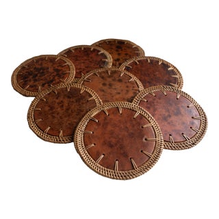 1970s Rattan Coasters- Set of 8 For Sale