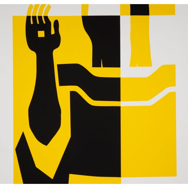 Woman Waving - 1991 Abstract Expressionist Lithograph on Paper 1991 black and yellow abstract expressionist lithograph...