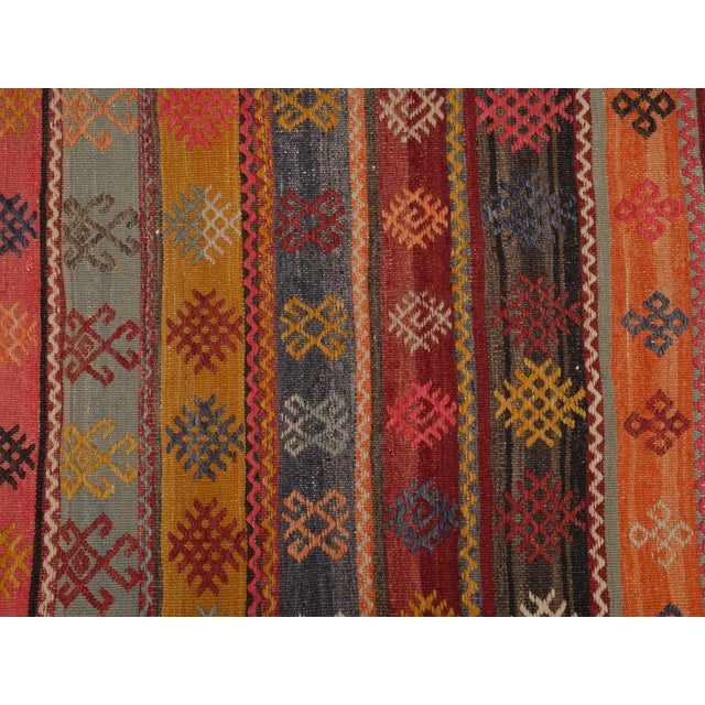 Textile 1970s Vintage Handmade Wool Cotton Red Runner Rug For Sale - Image 7 of 11