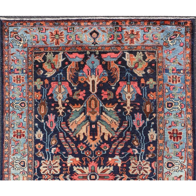 Navy Blue Antique Hand Knotted Persain Nahavand Rug With All-Over Sub-Geometric Design For Sale - Image 8 of 12