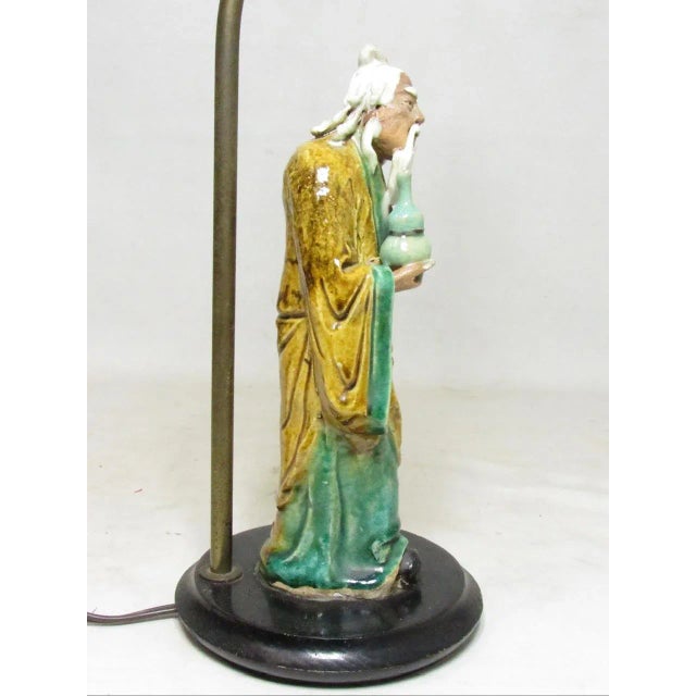 Asian Style Vintage Chinese Mud Man Lamp For Sale - Image 4 of 12