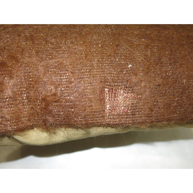 Modern Brown Turkish Mohair Lumbar Rug Pillow For Sale - Image 3 of 5