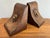 1980s English Regency Aged Leather Bookends With Ringed Lion Heads For Sale - Image 10 of 10